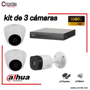 KIT 3 CAMARAS 1080P DAHUA – CAMARAS DE SEGURIDAD  –  DAHUA