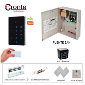 Kit Control Acceso Lector wifi KINUTEK Tarjeta Cerradura Respaldo