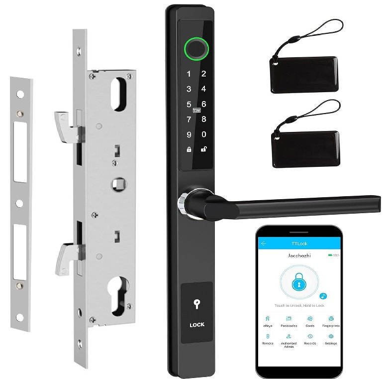 CERRADURA INTELIGENTE WIFI PUERTA CORREDIZA DE ALUMINIO – TUYA SMART – APERTURA CON HUELLA – MAADOK