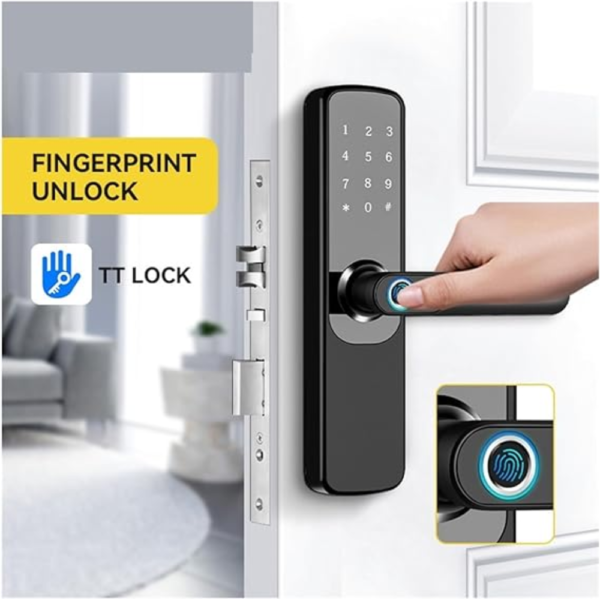 CERRADURA INTELIGENTE WIFI - TUYA SMART - 2 PISTONES - APERTURA HUELLA - MAADOK - Imagen 2