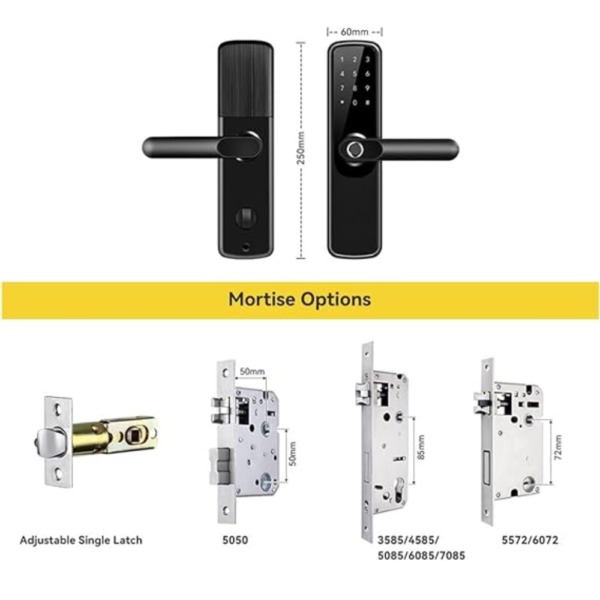 CERRADURA INTELIGENTE WIFI - TUYA SMART - 2 PISTONES - APERTURA HUELLA - MAADOK - Imagen 3