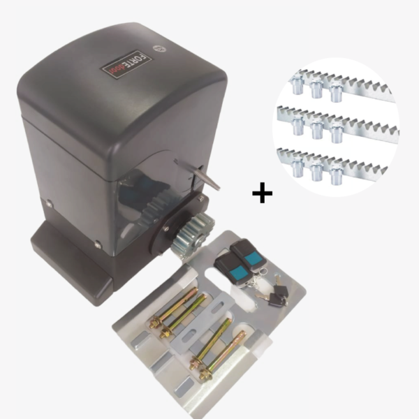 KIT MOTOR DE GARAJE PUERTA CORREDIZA 600KG 24VDC - RESPALDO ENERGIA + 3 CREMALLERAS ACERO - Imagen 3