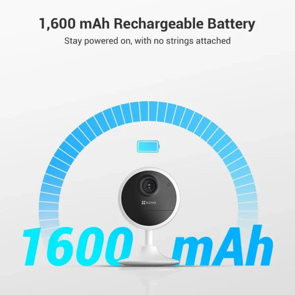 Cámara interior wifi 2MPX | Batería 1600 mA hasta 40 días | LENTE 2.8MM | Audio de 2 vías | IR 10m | INCLUYE FUENTE