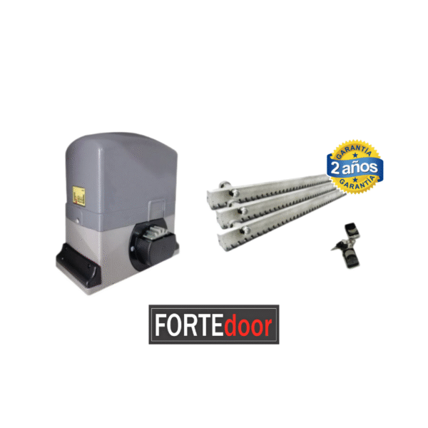 KIT MOTOR DE GARAJE AMERICANO PARA PUERTA CORREDIZA 1800K + 6 CREMALLERAS DE ACERO INOXIDABLE DE 1MX10MM