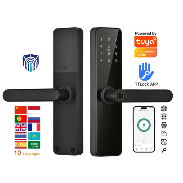 CERRADURA INTELIGENTE WIFI - TUYA SMART - 2 PISTONES - APERTURA HUELLA - MAADOK