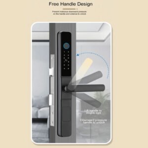 CERRADURA INTELIGENTE WIFI PUERTA BATIENTE -TIPO PICO DE PATO – TUYA SMART – APERTURA CON HUELLA