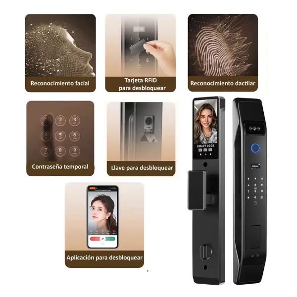 CERRADURA INTELIGENTE WIFI - TUYA SMART - 5 PISTONES - APERTURA DE RECONOCIMIENTO FACIAL - Imagen 3