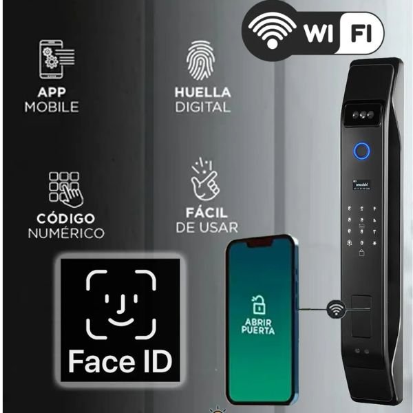 CERRADURA INTELIGENTE WIFI - TUYA SMART - 5 PISTONES - APERTURA DE RECONOCIMIENTO FACIAL - Imagen 2
