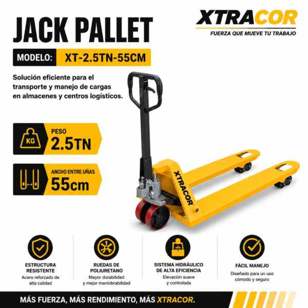 JACKPALLET BURRA MONTACARGA MANUAL 2.5TN 55CM ANCHO