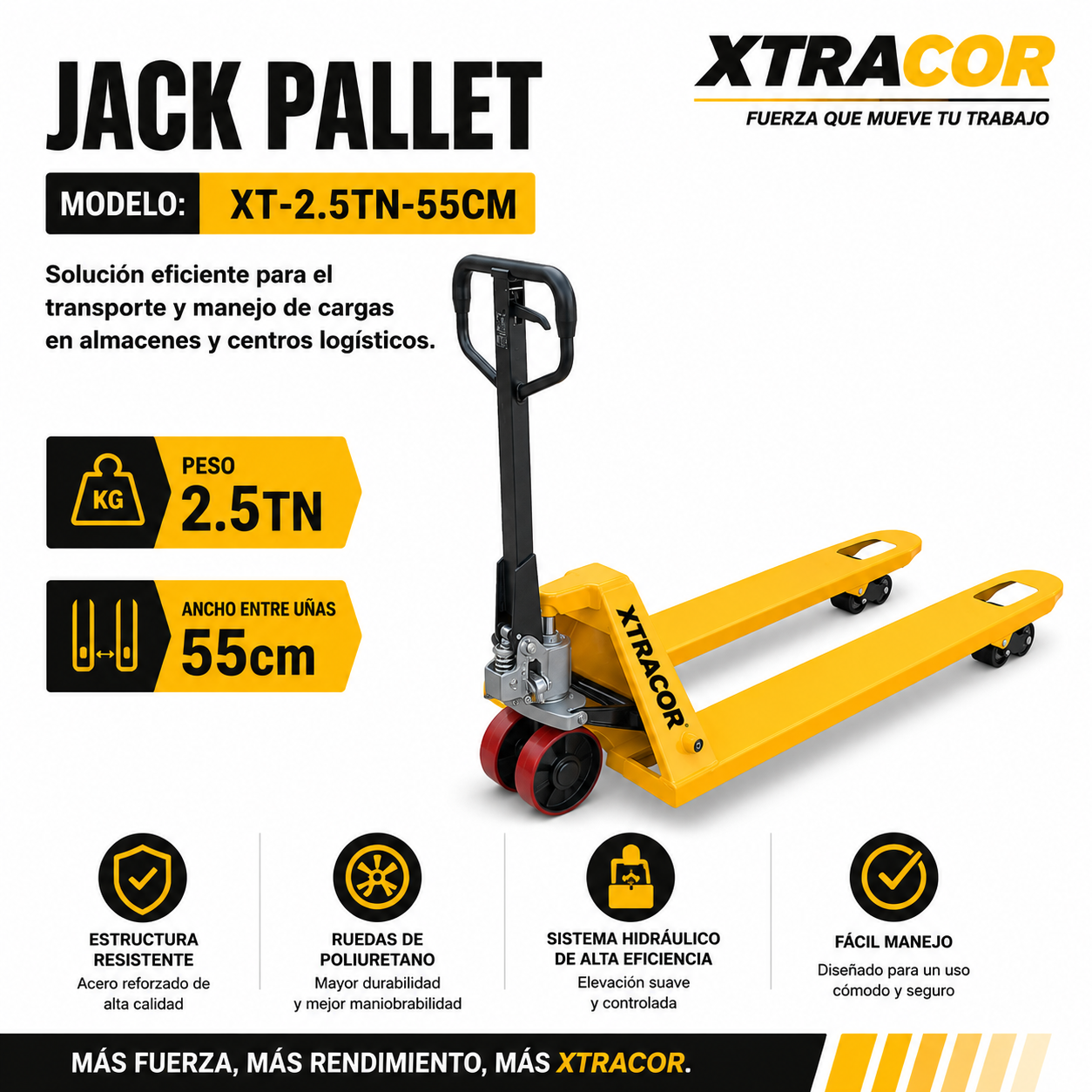JACKPALLET BURRA MONTACARGA MANUAL 2.5TN 55CM ANCHO