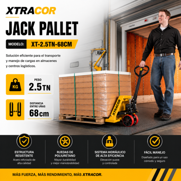 JACKPALLET BURRA MONTACARGA MANUAL 2.5TN 68CM ANCHO