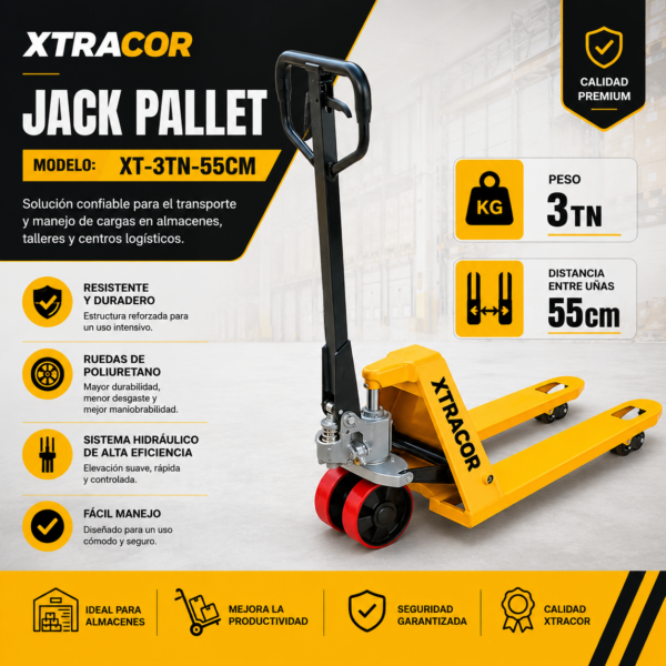 JACKPALLET BURRA MONTACARGA MANUAL 3TN 55CM ANCHO