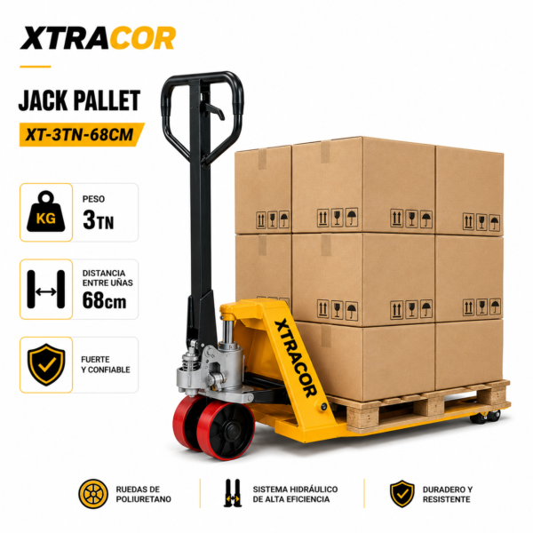 JACKPALLET BURRA MONTACARGA MANUAL 3TN 68CM ANCHO