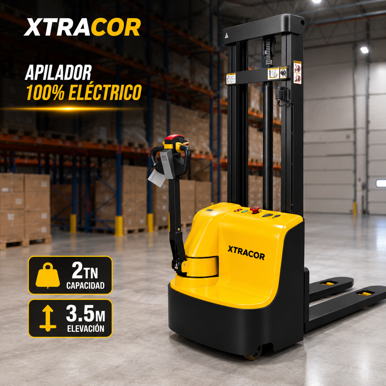 JACKPALLET APILADOR MONTACARGA ELECTRICO 2TN - 3.5M de elevacion - Imagen 4