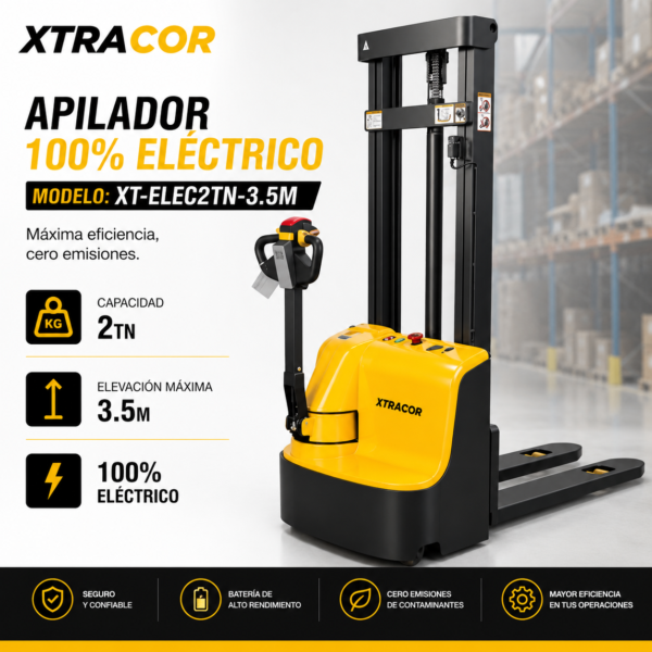 JACKPALLET APILADOR MONTACARGA ELECTRICO 2TN - 3.5M de elevacion
