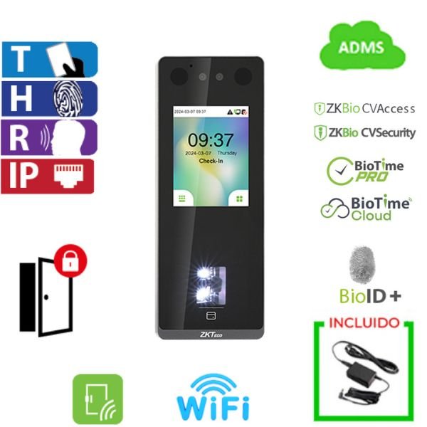 RELOJ BIOMETRICO + CONTRL DE ACCESO FACIAL ZK-SENSEFACE-3A