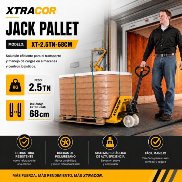 JACKPALLET BURRA MONTACARGA MANUAL 2.5TN 68CM ANCHO