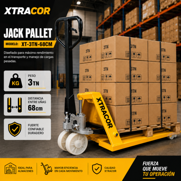JACKPALLET BURRA MONTACARGA MANUAL 3TN 68CM ANCHO